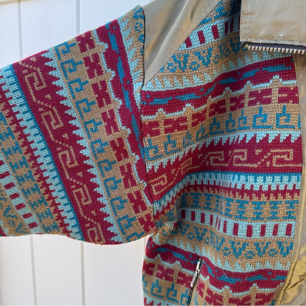 Vintage Spyder Wool Knit Ski Snow Sweater Jacket Full Zip Gold Metallic Large - Picture 3 of 12